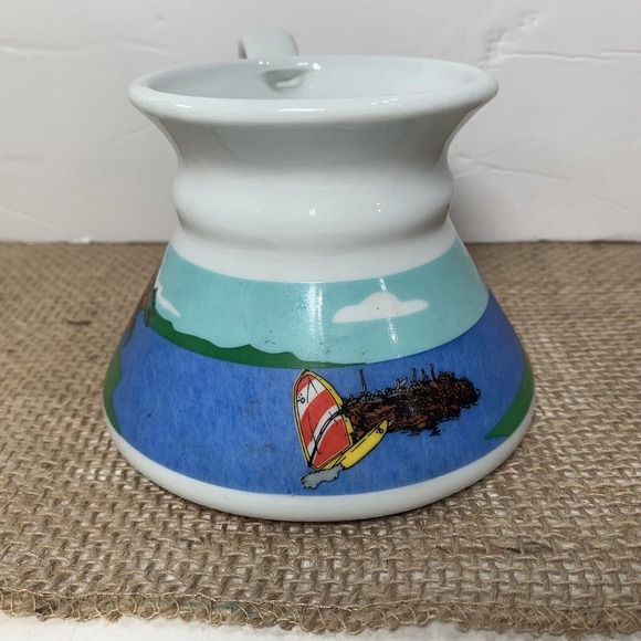 Door County Wisconsin Painted Mug No Spill Souvenir Cup Cork Bottom Cherries - Picture 3 of 6